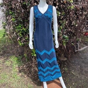 Missoni For Target Chevron Navy Blue V Neck Maxi Dress